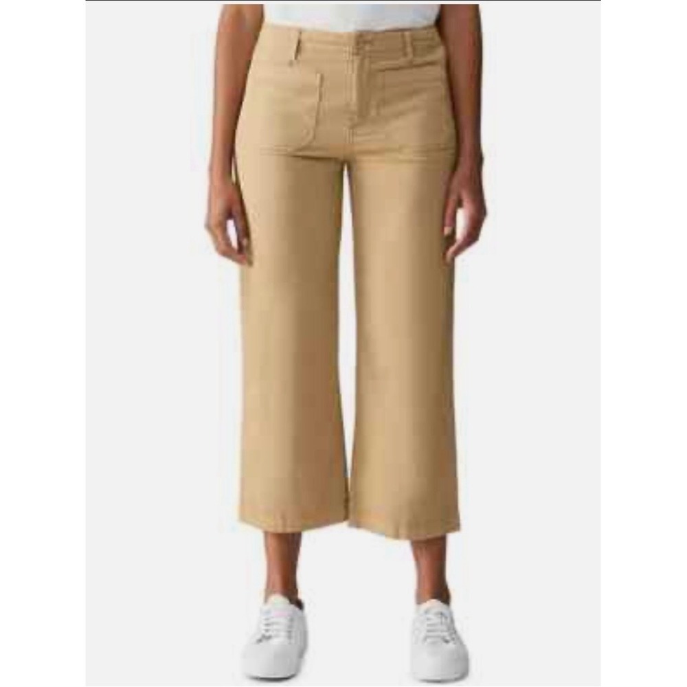 Social Standard by Sanctuary Juliet Crop Tan Twill Wide Leg Pants Womens 8 NEW